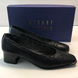 Stuart Weitzman Black Nappa Leather Block Heel Pumps - size 8 with box